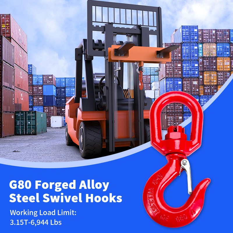 Leero 3 Tons Swivel Lifting Hook, Heavy Duty G80 Self