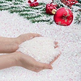 VICAMB 10.5oz Christmas Artificial Flake Snow, Sparkling Snow Twinkles Fake Snow Powder Filler Craft for Christmas Village Decorations, Holiday Winter Craft Supplies