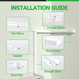 Cestluck 4'' 14 Ft Mini Split Line Set Cover, PVC & PP Line Cover Set Universal for Mini Split AC & Central AC
