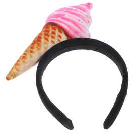 NOLITOY Ice Cream Cone Headband Ice Cream Party Hat Novelty Ice Cream Headband Mini Food Headwear Funny Makeup Spa Headband Cosplay Costume Party Supplies