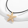 INNERDIVA Starfish Necklace with Black Leather Cord, Gold Ocean Starfish