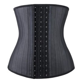 YIANNA Waist Trainer Women Latex 25 Steel Boned Corset Tummy Control Body Shaper Cincher Shapewear For Sport Girdle Black 2XL 1210