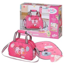 BABY born Borsa per pannolini rosa/grigia per bambole – Include fasciatoio, pannolini e contenitore per talco – Accessori di alta qualità – Dai 3 anni in su