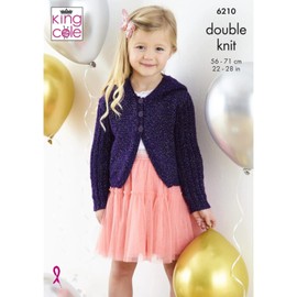 King Cole Girls Knitting Pattern Double Knit Glitz Long & Short Cardigans (6210)