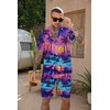 Men's Vacation Beach Outfits 2 Piece Shorts Set Palms Hawaiian