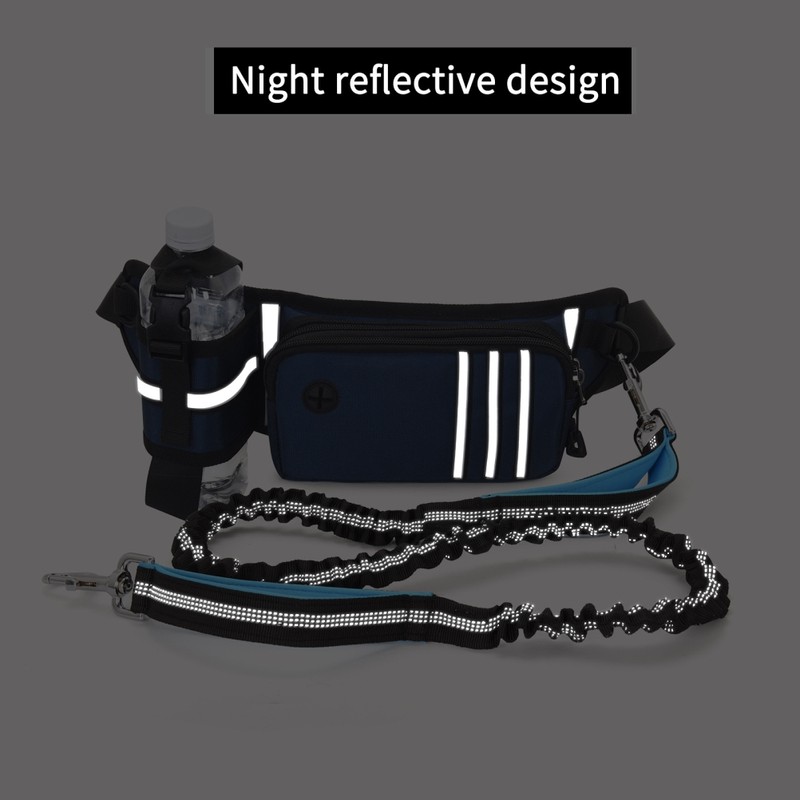 Dog Hands Free Leash with Zipper Pouch Water Bottle Holder