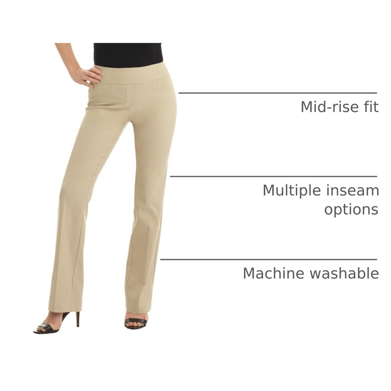 Rekucci Womens Ease into Comfort Stretchy Business Casual Bootcut Pull-On