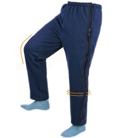 AUSTYLCO Unisex Patient Pants,Bedridden Patient Clothing,Disability Clothing,2 Side Zippers Full Open Down Sweatpants,Leg Post Surgery Pant for Fracture/Surgery Patients