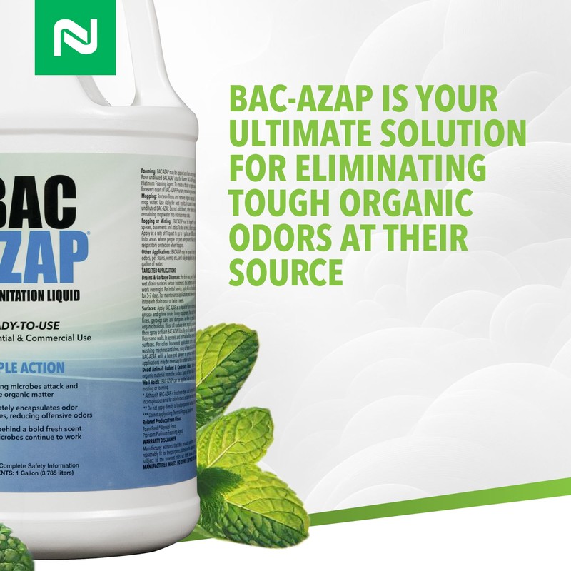 Nisus Bac-Azap Odor Eliminator, Ready-to-Use Bio-Sanitization Liquid, Neutralizes Organic Waste