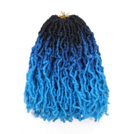 8 Packs Short Faux Locs Crochet Hair 120 Strands 12Inch Soft Locs wavy Dreadlocks Crochet Braids Natural Black Pre-Looped Crochet Hair for Women (1B/Dark Blue/Light Blue, 12 Inch (Pack of 8))