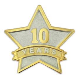 PinMart Year Service Award STAR Lapel Pin – Gold- & Silver-Plated Metal Workplace Reward Pin – 1-30 Years of Service Star Pins for Long Standing Employees or Volunteers