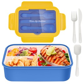 waabose Children's Lunch Box with Compartments, 1400 ml Bento Box, Children's Lunch Box, Leak-Proof Lunch Box with 3 Compartments, BPA-Free Lunch Box for Girls and Boys, Lunch Box for School, Picnic,