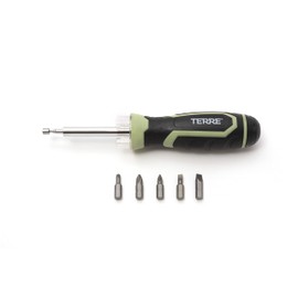 Terre Products, 6 in 1 Multitool Screwdriver, Nut Driver, All in One Screwdriver with Flashlight and Telescopic Magnetic Pick Up Tool, Multi Bit Screw Driver