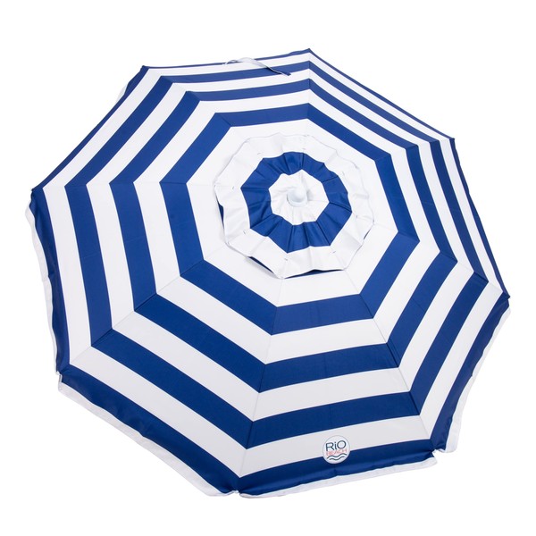 Rio Brands 6' UPF 50+ Beach Umbrella with Integrated Sand Anchor, Multicolor
