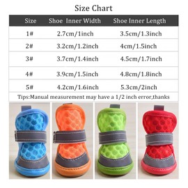 MeiAOBest Dog Summer Mesh Shoes,Breathable Reflective Dog Non-Slip Boots Pet Paw Protection Cover Anti-Licking Walking Footwear for Small Medium Dogs_5#(Orange)