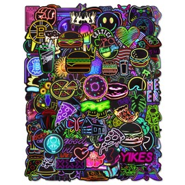 GAUENEEN 200Pcs Water Bottle Stickers Cool Neon Stickers, Sticker Pack for Adults, Waterproof Vinyl Stickers, Stickers for Laptop Skateboard Journal Notesbook Computer Phone Cup Guitar Luggage etc