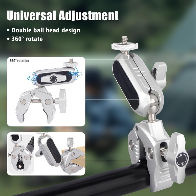 Mechrig Bike/Motorcycle Mount, 360° Dual Swivel Head Bike Handlebar Adapter