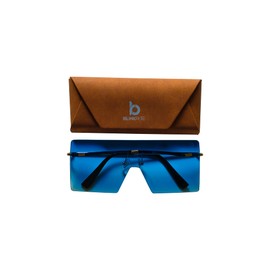 BLINKRITE Oversized Fashion Sunglasses for Women, Square Designer Rimless Glasses for Luxury Lifestyle (Blue)
