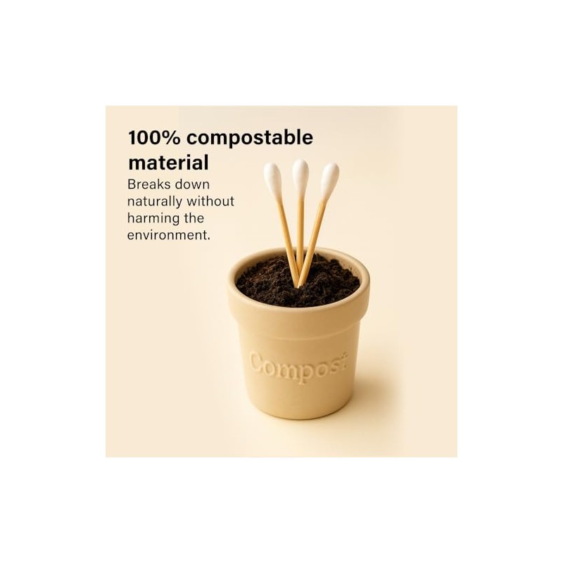 200 Pcs Bamboo Cotton Buds Eco Friendly Biodegradable Swabs with