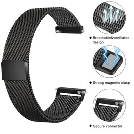 Oumida Armband für Garmin Vivoactive 3/ Vivoactive 5, 20mm Quick Ersatz Armbänder, Metall Magnet Uhrenarmband für Garmin Vivomove 3/ HR/Style/Luxe, Forerunner 55/245/ 645, Approach S40/ S42/ S12