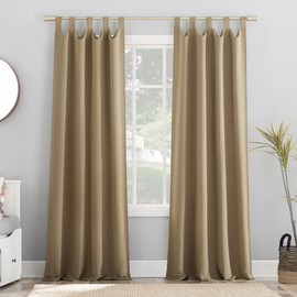 Sun Zero Easton Energy Saving Blackout Tab Top Curtain Panel, 40" x 84", Taupe