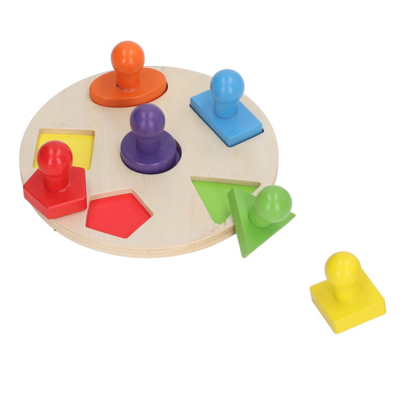 Wood Shape Puzzle Educational Colorful Early Learning Skill Development Round