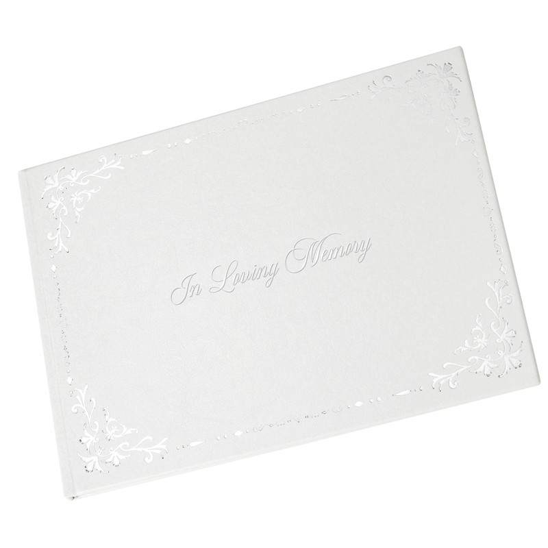 Funeral Book White for Loved Ones in Loving Memory of