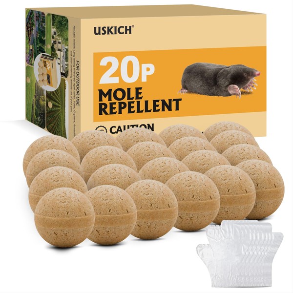 20 Packs Mole Repellent, Vole Repellent Outdoor, Powerful Mole Deterrent