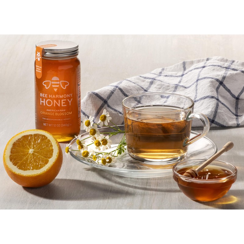 Bee Harmony Orange Blossom Raw Honey, 12 OZ (Pack of