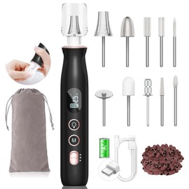 HSKAI Electric Nail File Drill - Nail Drill with LCD & Lamp, Long-Lasting Thick Toenail Grind, Cordless Rechargeable Toe Nail Filer Tools, Gifts for Women and Men
