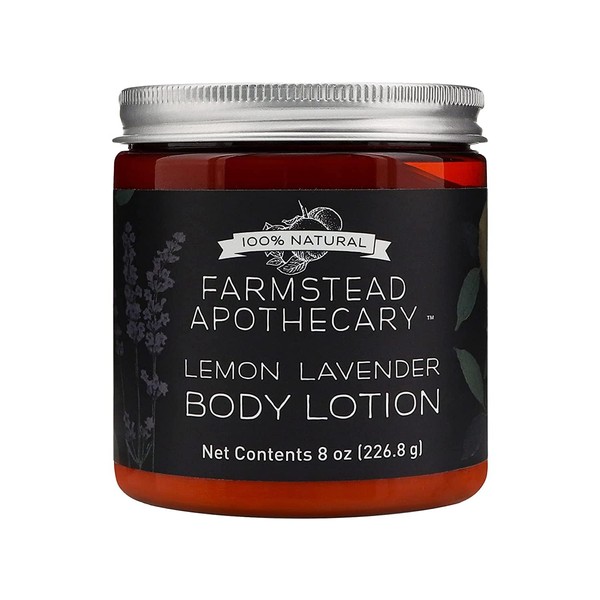 Farmstead Apothecary 100% Natural Body Lotion with Organic Safflower Oil, Organic Sunflower Oil & Organic Vitamin E Oil, 8 Oz (Lemon Lavender)