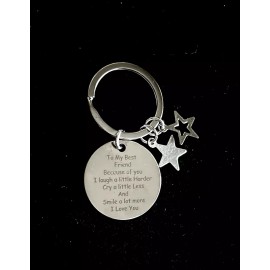 Fashion Silvery Round Keychain Pendant Men Women To My Best Friend Keyring Chain