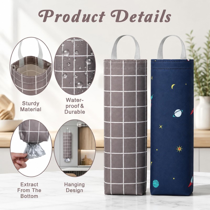 2 PCS Carrier Bag Storage, Wall Mount Plastic Bag Holder