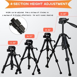 KAKOTOPA Mini Tripod for Camera with 3-Way Pan/Tilt Head 1/4 inches Quick Release Plate Compatible with DSLR/SLR/Smart Phone/Action Camera/Projector/Ring Light (Matt Black)