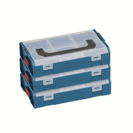 Bosch Sortimo L-BOXX Mini Tool Box Set of 3 in Professional Blue with Transparent Lid Assortment Box Screws and Dowels Premium Sorting Boxes for Small Parts