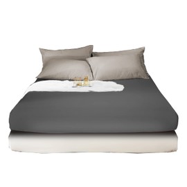 AYSW Extra Deep 16"(40 cm) King Size Bedding Fitted Sheet Brushed Microfiber Breathable (Grey)