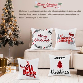 Xmtiom Christmas Cushion Cover, Christmas Cushion Cover, 45 x 45 cm, Decorative Cushion Cover for Sofa, Couch, Bedroom, Living Room, Pack of 4 (A1)