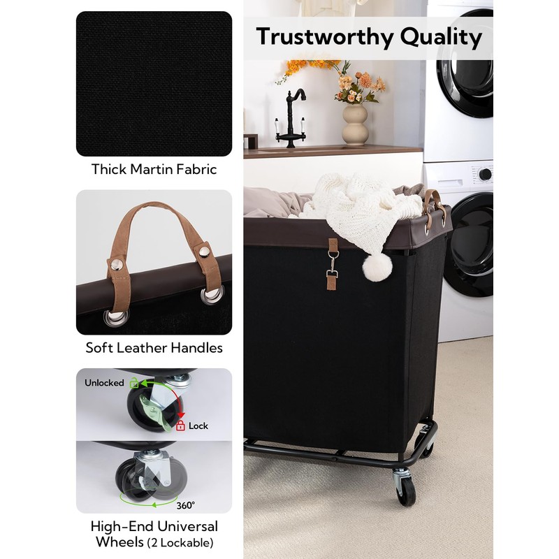 StorageWorks 320L Laundry Basket with Wheels, Extra Large Rolling Hampers