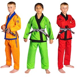 KO Sports Gear – Kids Gi Uniform Set, BJJ Jiu Jitsu Gi, Kimono and Pants, Pre-Shrunk (Green, M0)