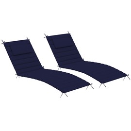 Sundale Outdoor Olefin Quilted Lounge Cushion Set of 2, Patio Foldable Chaise Lounger Cushion, Water-Resistant Lounge Chair Pad with Straps Navy Blue, 80 x 26 inches