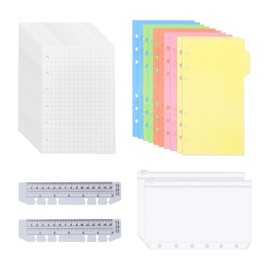 2 Dividers, 2 Storage Pockets, 2 Soft Rulers, 2 Graph Papers, Loose Leaf Notebook Set, Notebook Replacement Set
