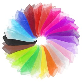 Grantop Square Juggling Cloths, Dance Cloths, Colourful Chiffon Cloths, Colourful Cloths, 60 x 60 cm, Square Colourful Dance Chiffon Cloths for Babies, Children and Adults (24 Colours)