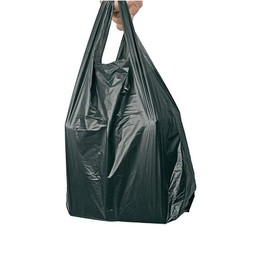 Sabco Sabco - 8 x 13 x 18" Strong Black Vest Style Plastic Carrier Bags | Heavy Duty 20mu | Hi Tensile Vest Bottle Carrier Bag (100)