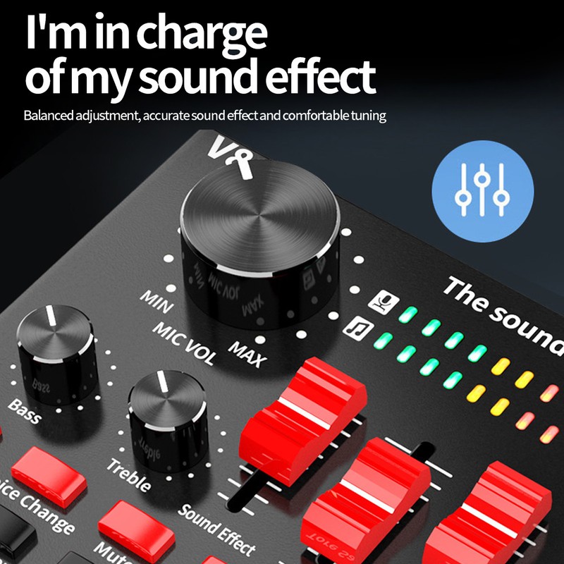 Bluetooth Live Sound Card 8 Modes Voice Changer Sound Mixer