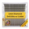 Drilax 1mm Diamond Drill Bit Set (20-Pcs) with Collet |