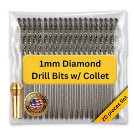Drilax 1mm Diamond Drill Bit Set (20-Pcs) with Collet | Compatible with Dremel Rotary Tools | for Jewelry Making, Glass, Stone, Seashells & Gemstones