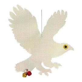 PESTEZE USA Owl Bird Repellent Holographic Decoy with 2 Bells [12.5 × 16 in] Uses Reflective Shine and Sound to Deter Woodpeckers, Pigeons, Crows, Ducks, Geese & Outdoor Pests Safely Around Your Home