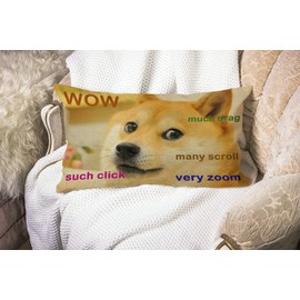 Smooffly Dog Throw Pillow Cover Decorative, Funny Doge Lumbar Pillow Cover 12x20 Inch Oblong Decorative Throw Pillow Cover Cushion Case for Sofa Couch Home Farmhouse Decor