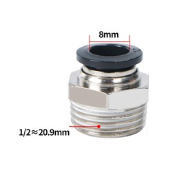10 Pcs Straight Pneumatic Connectors, Black Air Hose Push to Quick Connect Brass Fittings Adapter, 8mm x 1/2" Male Thread