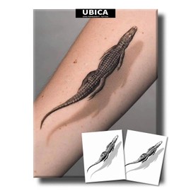 Semi Permanent Tattoos, Crocodile with 3D Shadow Design, Medium